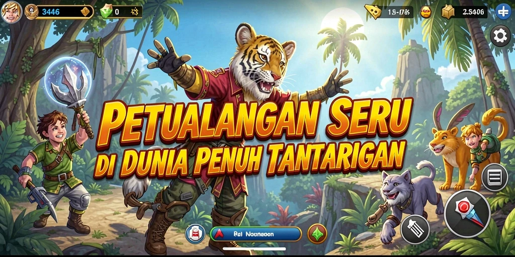 Tangkapan layar menunjukkan aksi seru dalam permainan petualangan 3446.