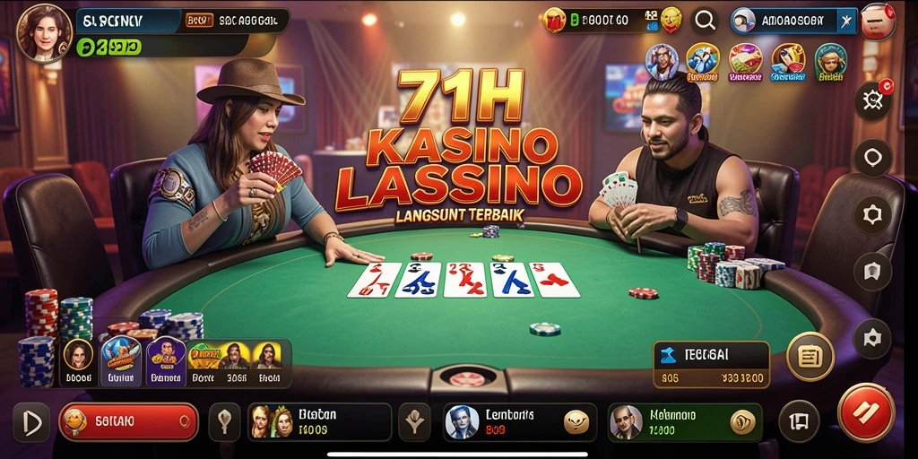 Screenshot gameplay 71H menampilkan dealer langsung dalam aksi.