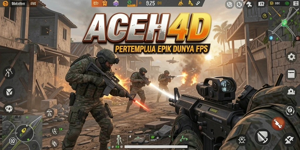 Screenshot menunjukkan adegan intens dari gameplay ACEH4D FPS.