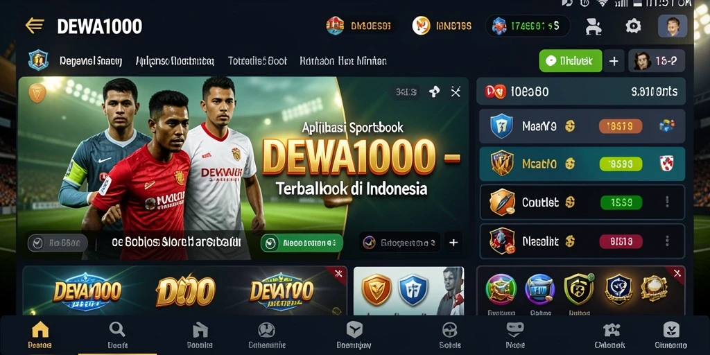 Tampilan sportsbook DEWA1000 dengan berbagai pilihan taruhan.