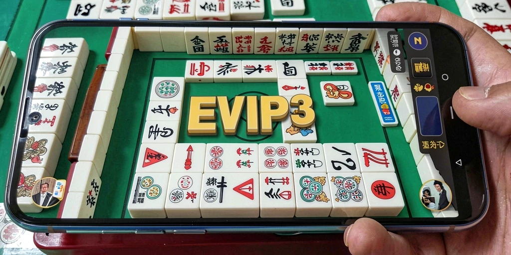 Tampilan gameplay EVIP3 yang menarik dengan ubin Mahjong berwarna-warni.