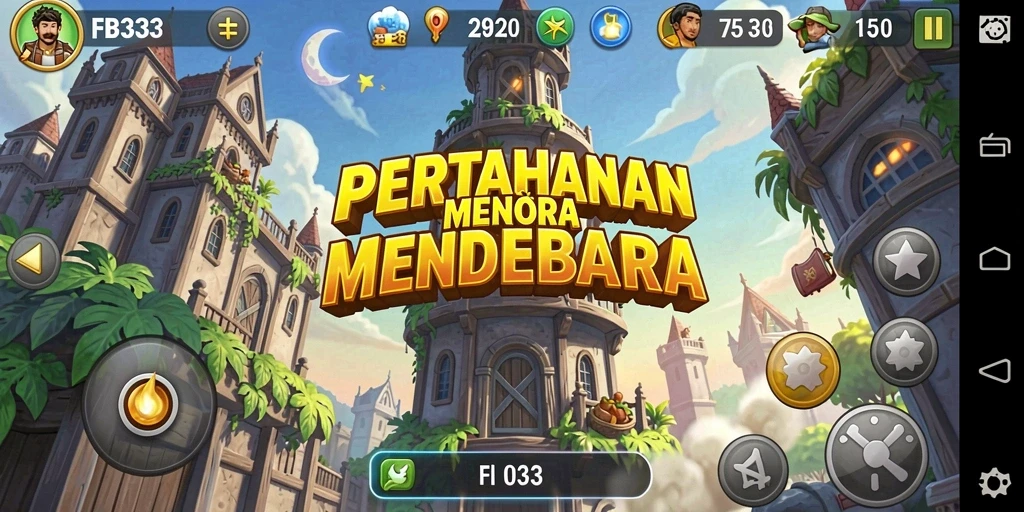 Tampilan gameplay FB333 yang mendebarkan dalam pertarungan Tower Defense.