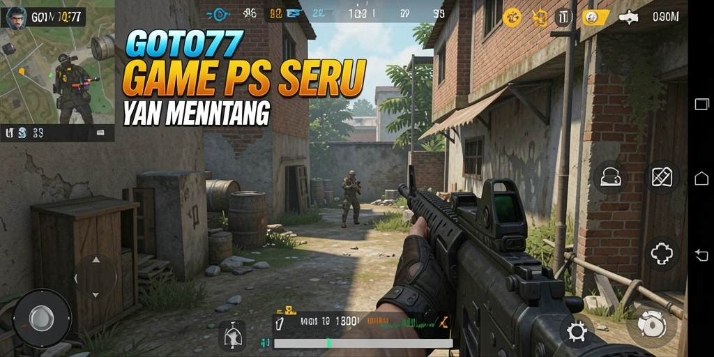 Screenshot gameplay GOTO77 menunjukkan aksi tembak-menembak yang intens.