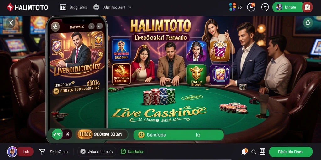 Screenshot gameplay HALIMTOTO menampilkan dealer profesional dan aksi permainan yang mendebarkan.