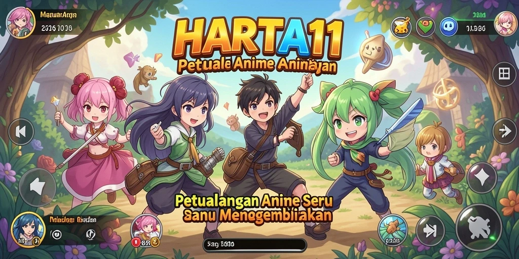 Screenshot HARTA11 menampilkan karakter anime dalam pertarungan epik.