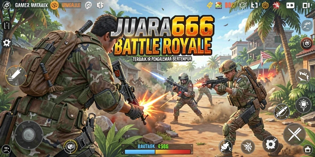 Tangkapan layar menunjukkan aksi seru dalam pertempuran Battle Royale.