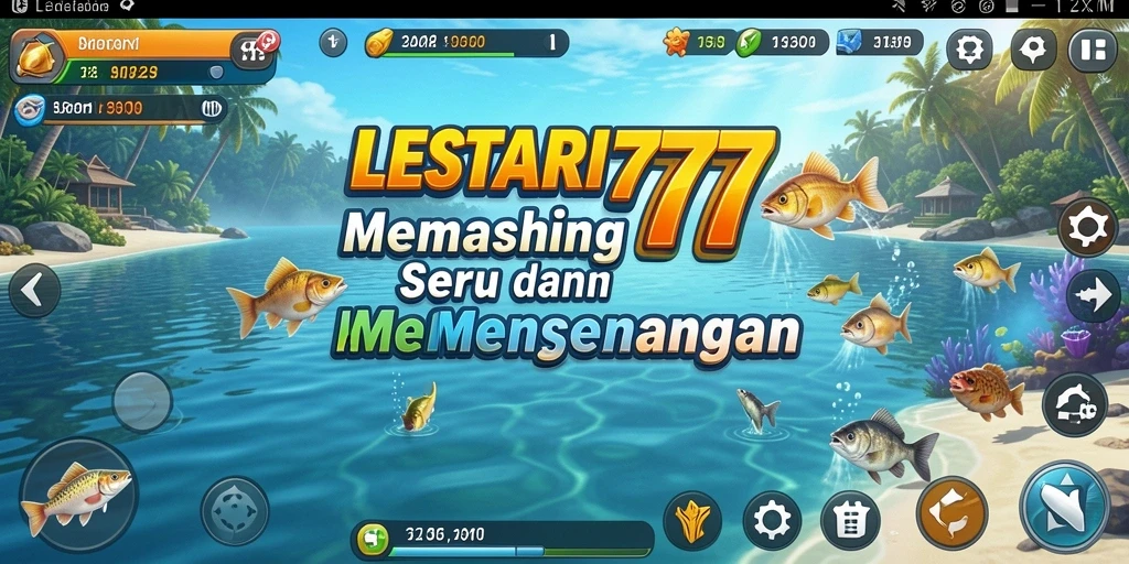 Screenshot gameplay LESTARI777 menampilkan aksi memancing di lokasi indah.