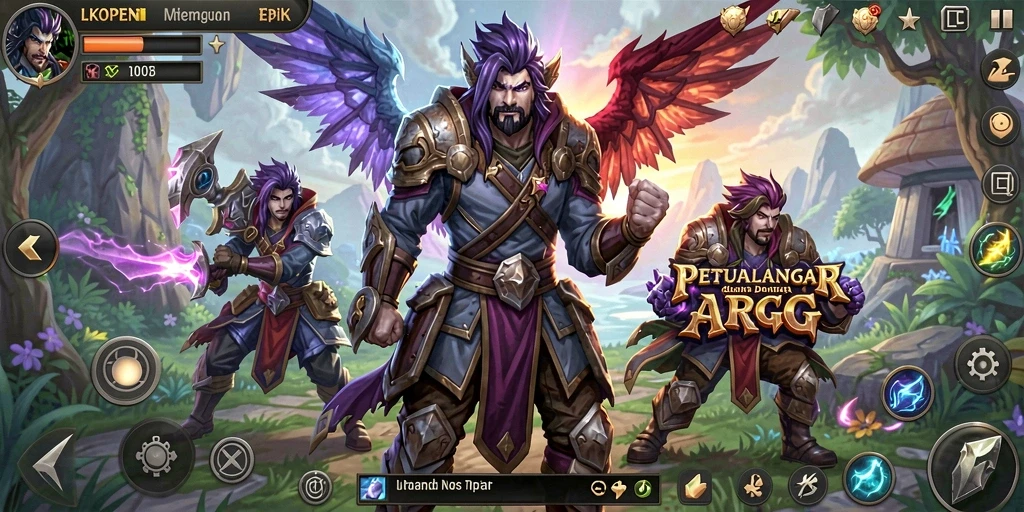 Screenshot gameplay LKOPEN ARPG dengan pertarungan seru.