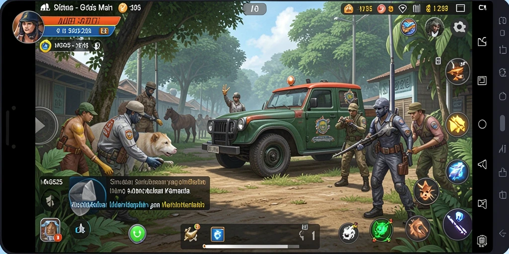 Screenshot gameplay MG525 menampilkan aktivitas simulasi yang menarik.