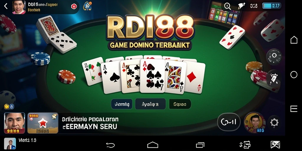 Screenshot gameplay RDI88 dengan suasana permainan Domino yang seru.
