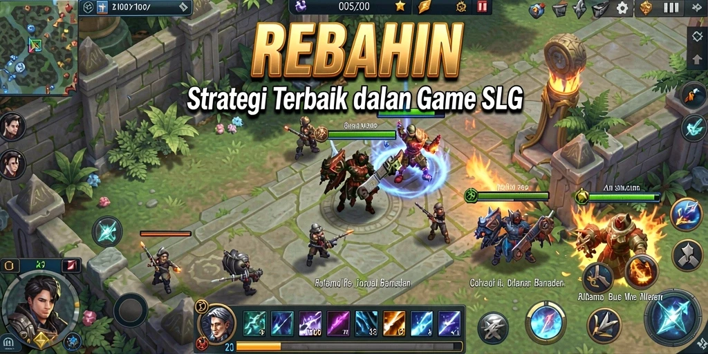 Tampilan gameplay yang dinamis dan strategis dari REBAHIN.