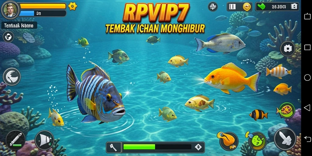 Tampilan gameplay seru dalam RPVIP7 saat menembak ikan.