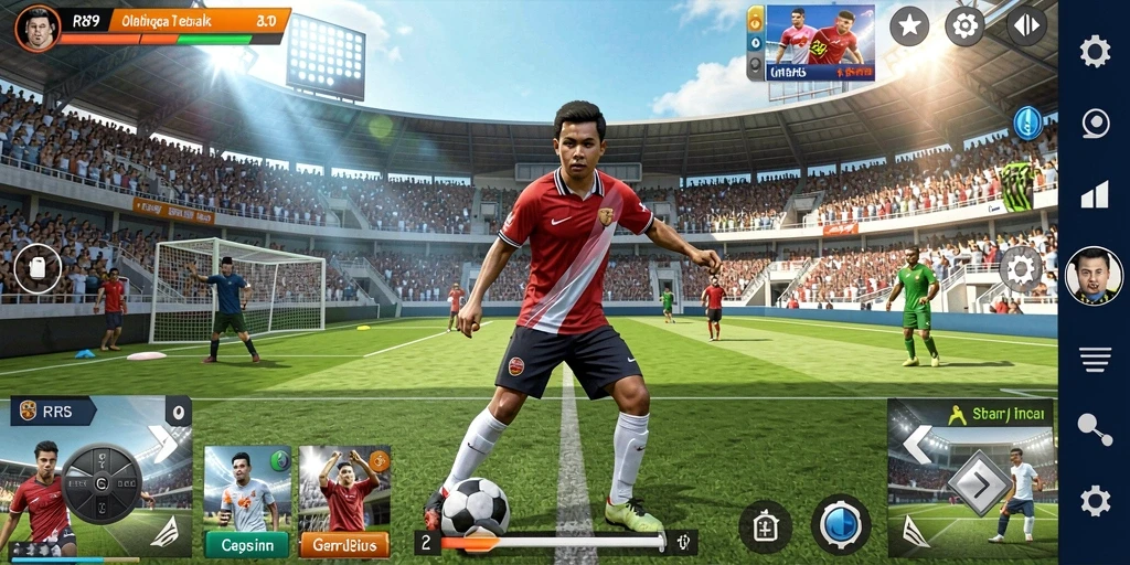 Tampilan gameplay dinamis dalam RR89 menampilkan aksi olahraga yang menarik.