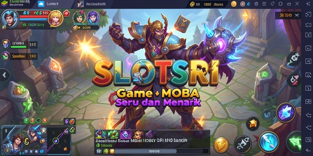 Tampilan gameplay SLOTSRI yang seru dengan aksi MOBA yang mendebarkan.
