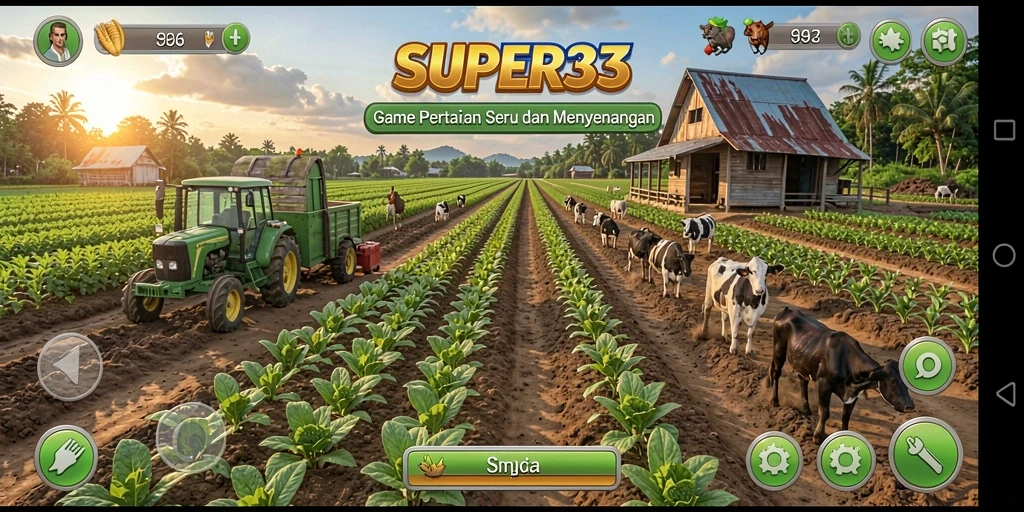Gameplay pertanian yang menarik dan interaktif dalam SUPER33.