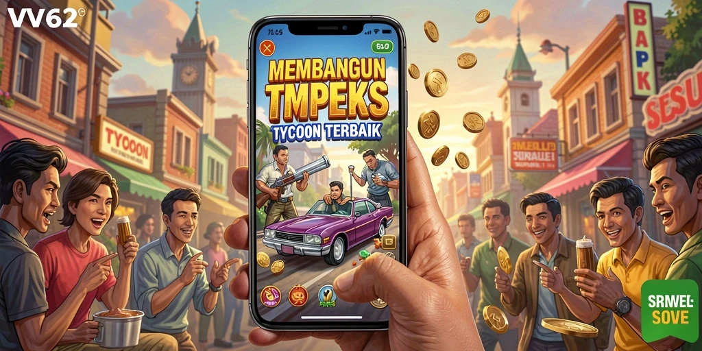 Tampilan gameplay menarik di VV62, membangun bisnis impian.