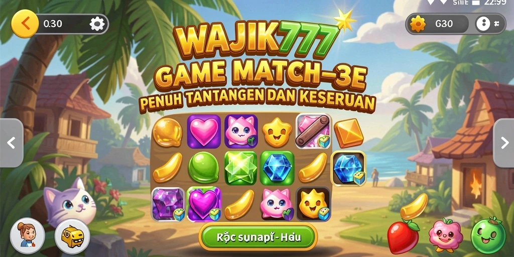 Screenshot gameplay WAJIK777 menampilkan elemen Match-3 yang seru.