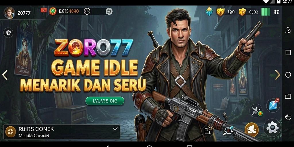 Screenshot gameplay ZORO77 menampilkan strategi Idle yang menarik.